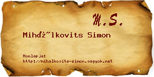 Mihálkovits Simon névjegykártya